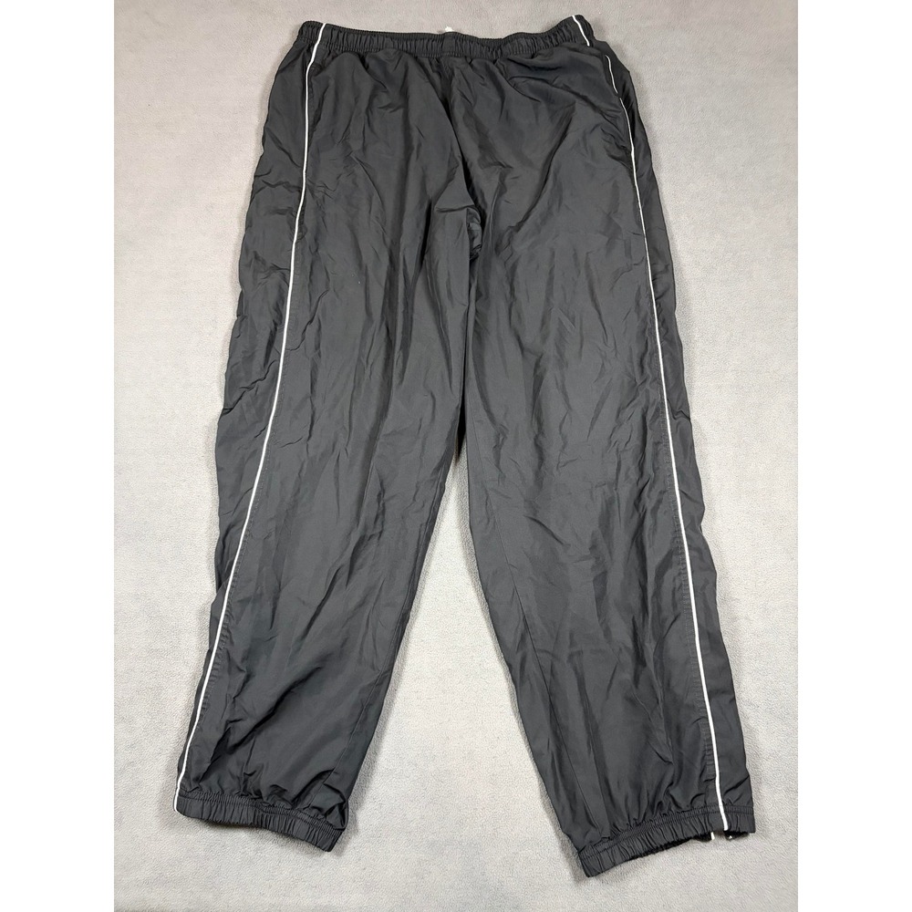 Reebok Track Pants Mens XL Black White Piping Windbreaker Joggers